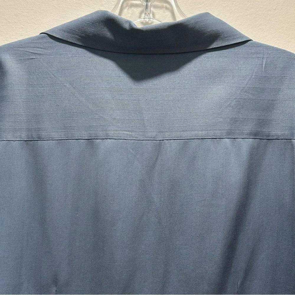 Norm Thompson Women's Blue Silk Twill Button-Up Tunic 3/4 Sleeves - Size 10 - Picture 7 of 9